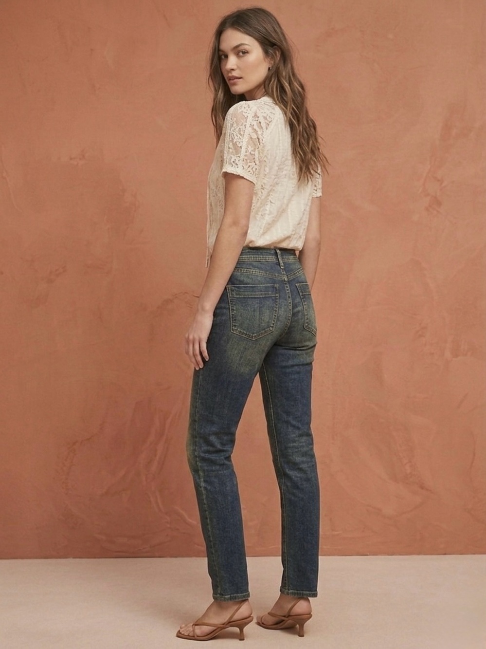 Anthropologie Pilcro & the Letterpress Straight-Leg Jeans Mid Rise Blue Size 27 - Picture 9 of 10